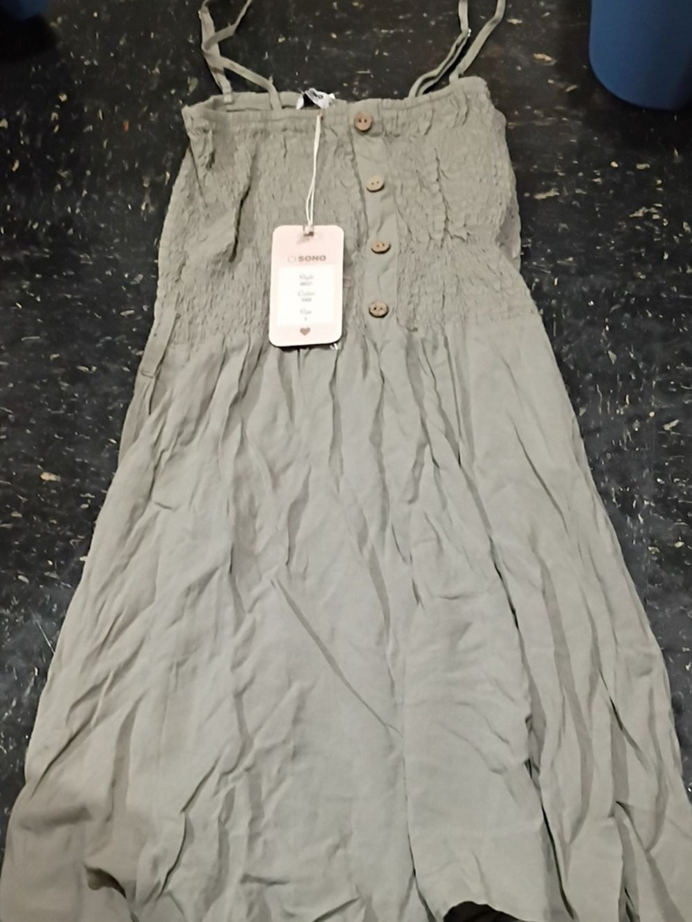 Nwt Ci Sono Sage Smocked Button-Front Mini Dress-0555